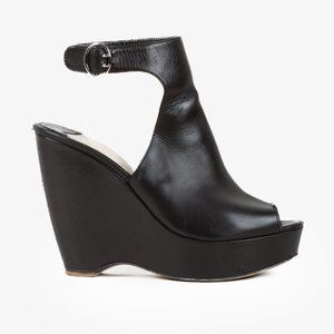 Prada Black Leather Peep-Toe Platform Sandals